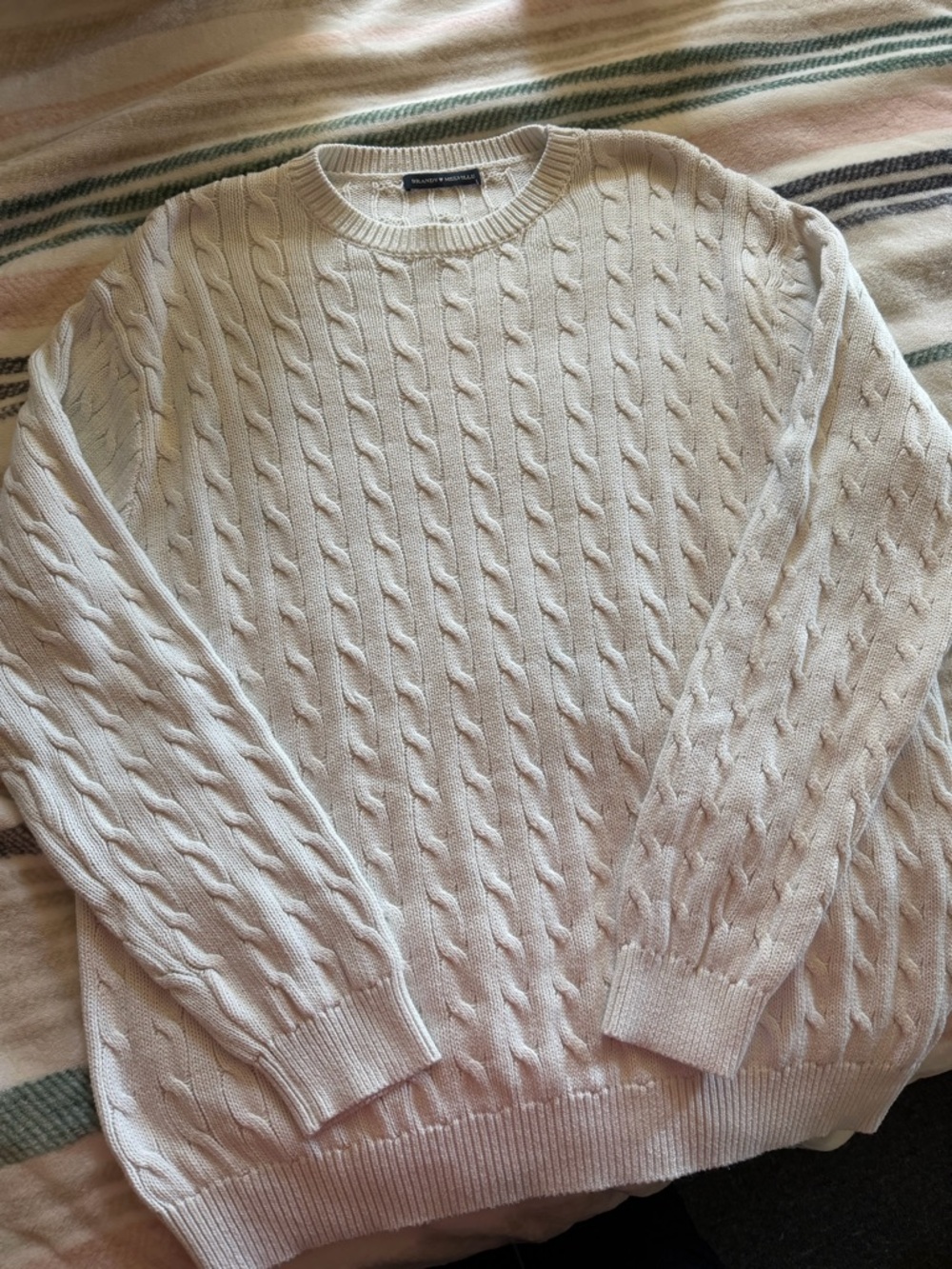 Brandy Melville Cream Cable Knit Crewneck Sweater